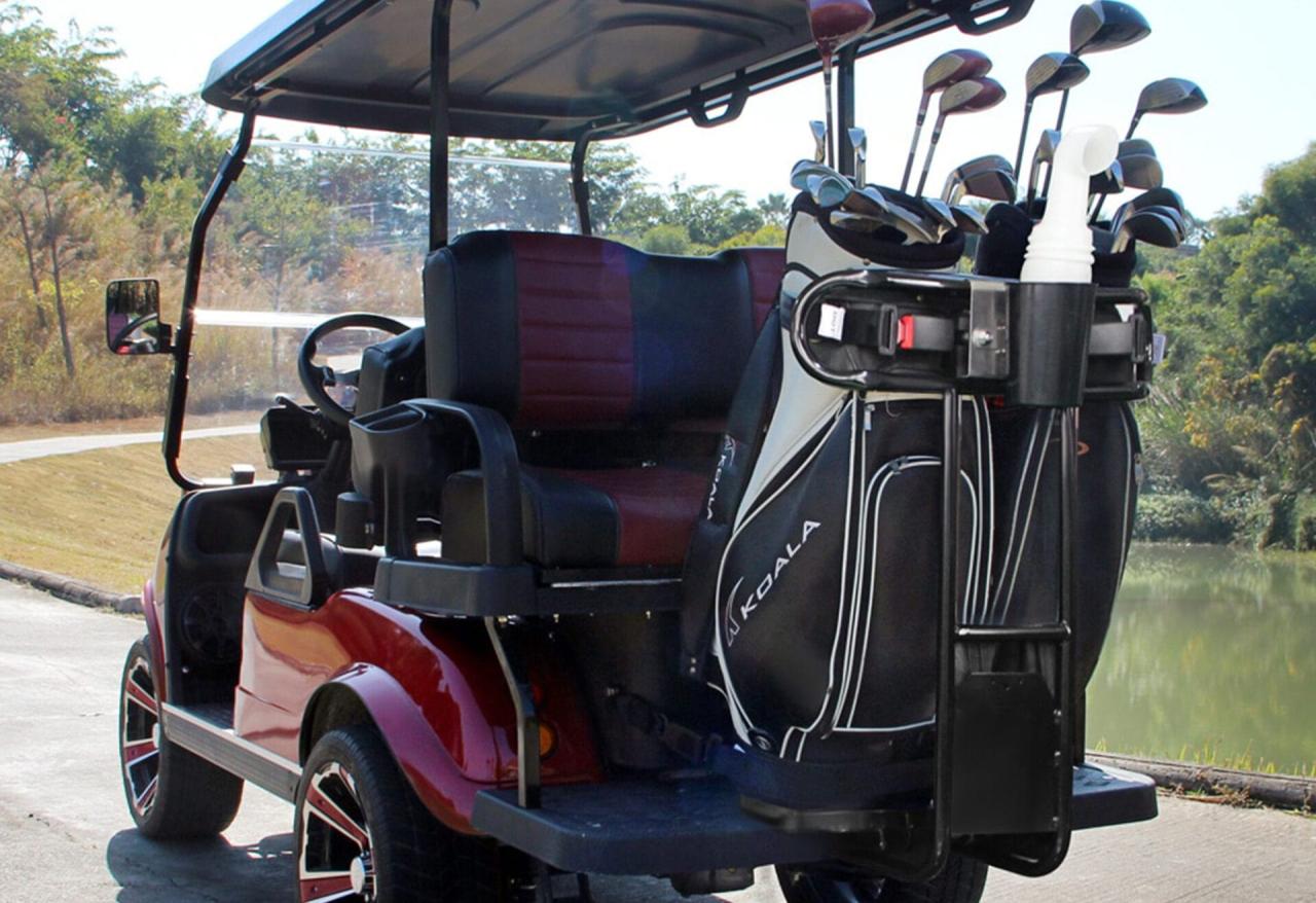 Golf cart golf bag holder