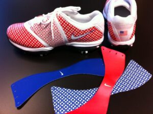 Golf blue red white shoes patriotic adidas warrior wounded project gear powerband american