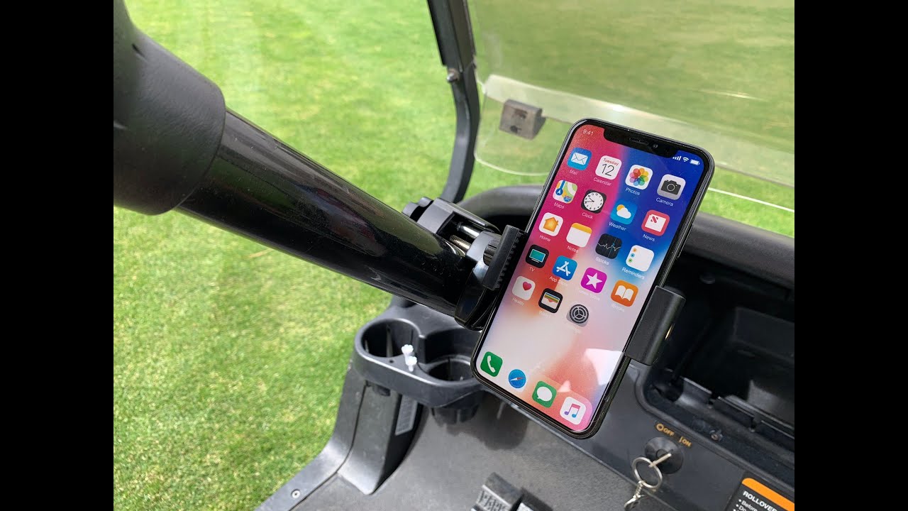 Golf cart cell phone mount