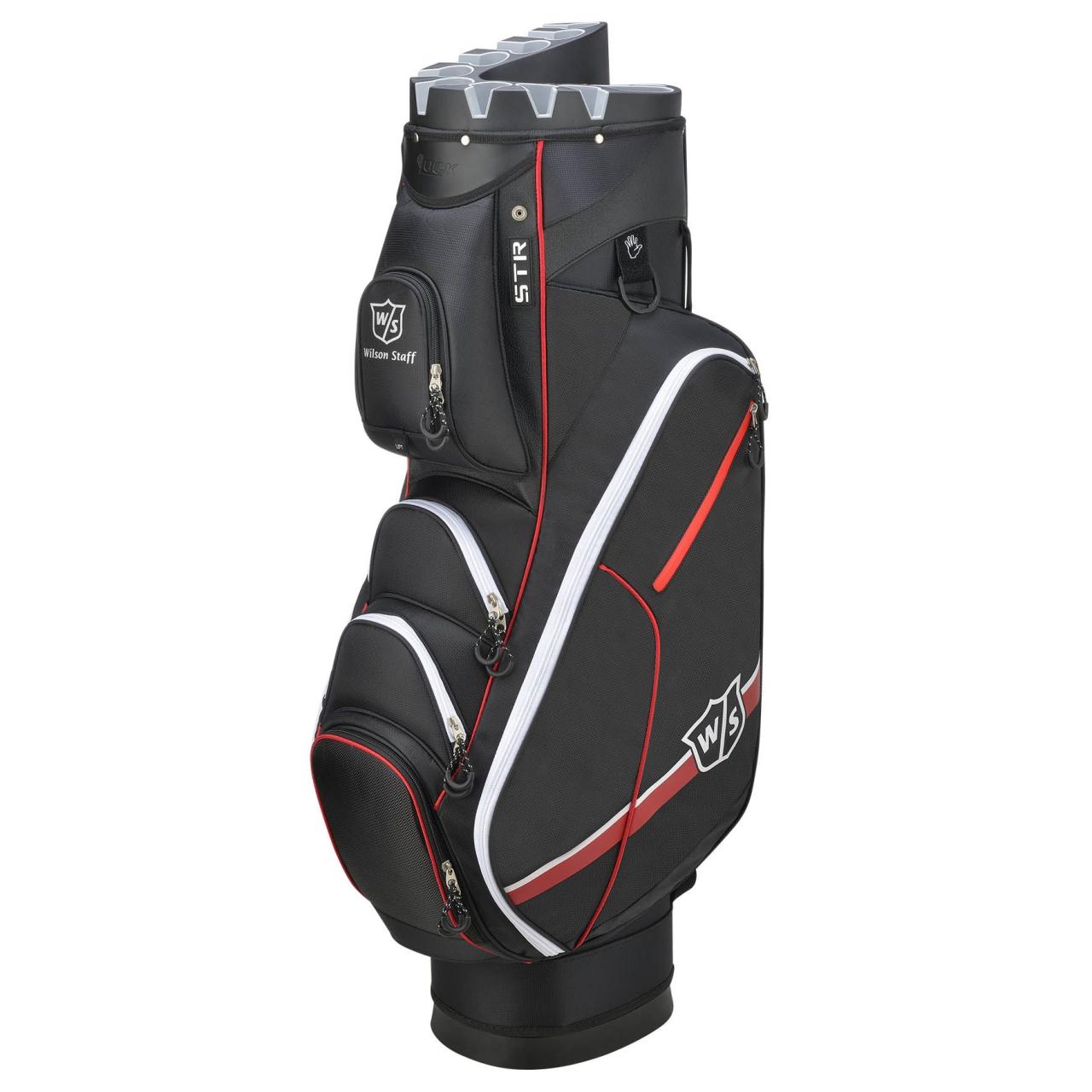 Golf bag with club lock